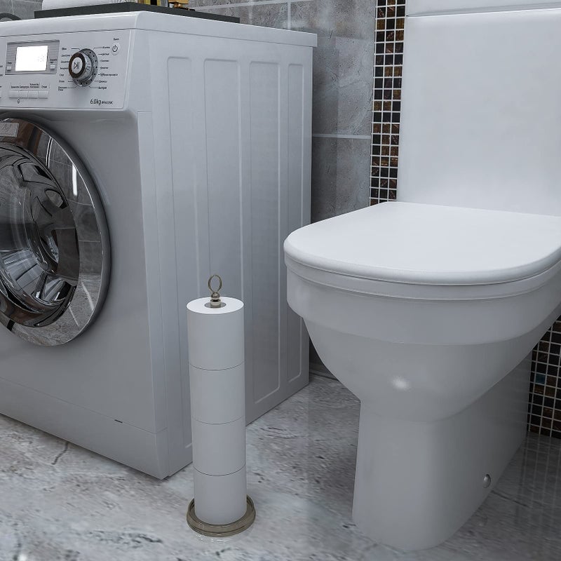ROLABAM Heavy Weighted Toilet Paper Holder (with Reserve Function) Free Standing Toilet Paper Storage - Image 5
